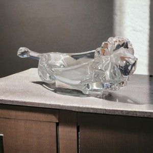 Vintage MCM Sasaki Lion Crystal Art Glass Trinket Dish Candy Bowl